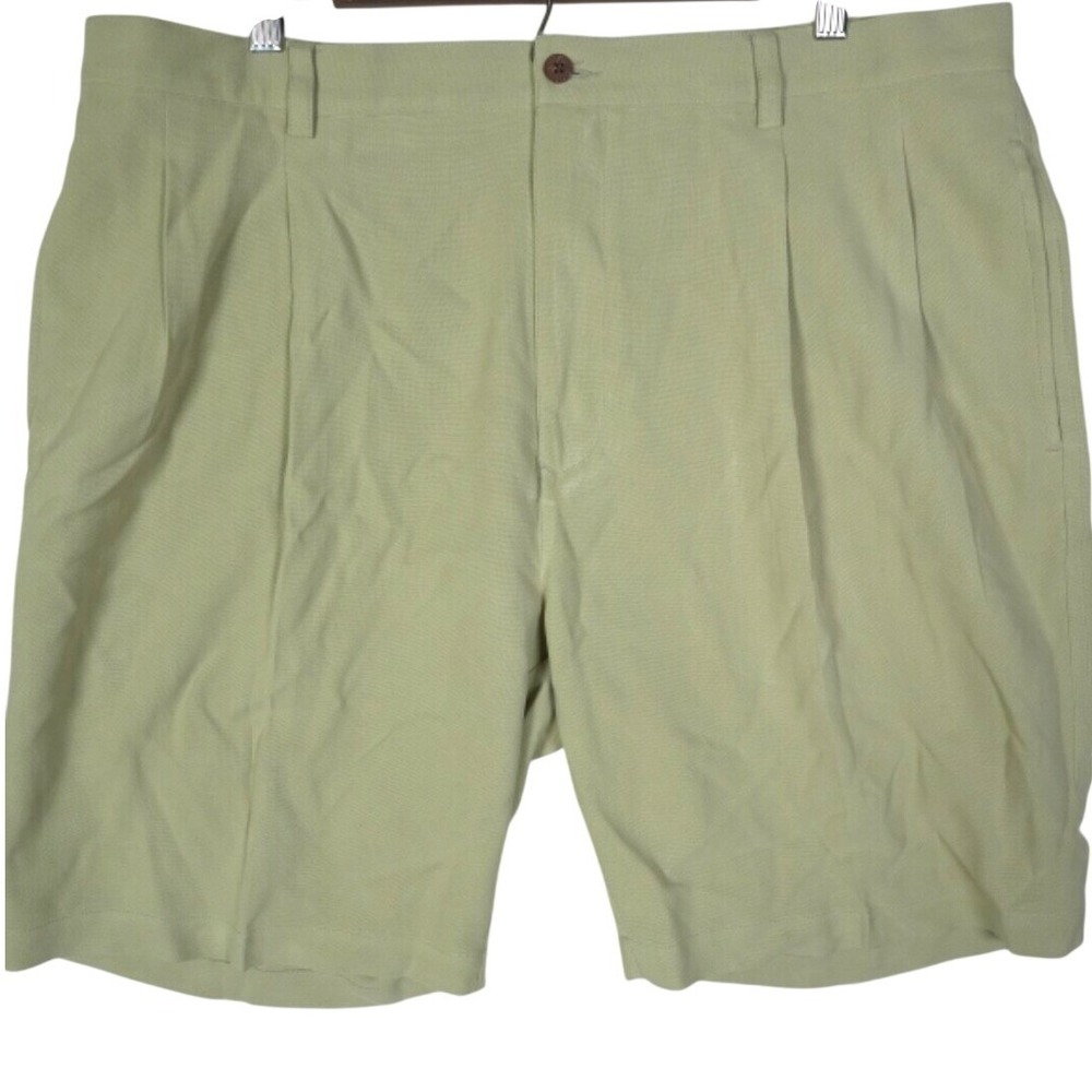 Tommy Bahama Relax Mens 40 (Fits 38) Pleated Shorts Sage 100% Silk 9‎ Inseam